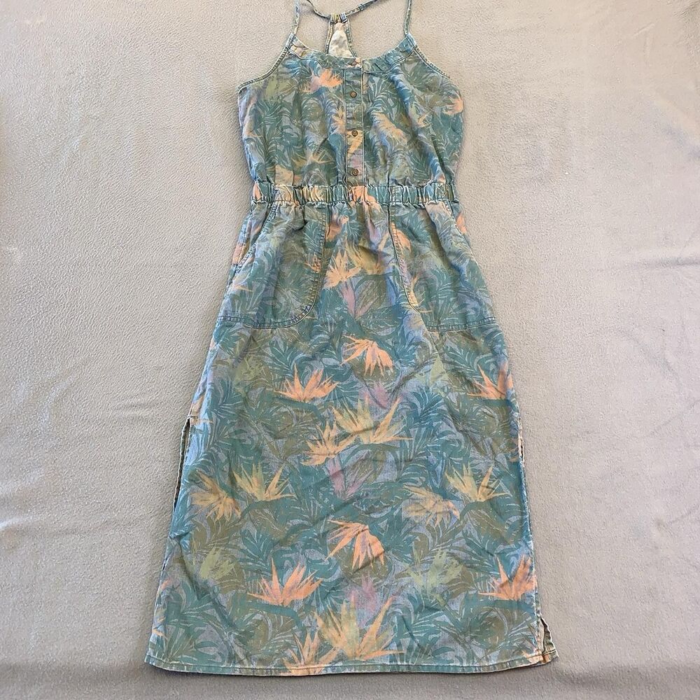 PrAna Dress Womens Small Washed Leaves Lightweight Denim